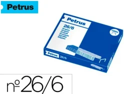 PETRUS GRAPAS 26/6 GALVANIZADAS - HASTA 30 HOJAS - CAJA DE 1000 GRAPAS - PATILLA DE 6MM
