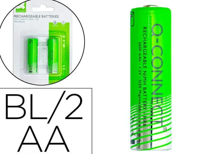 PILA Q-CONNECT ALCALINA AA RECARGABLE BLISTER DE 2 UNIDADES