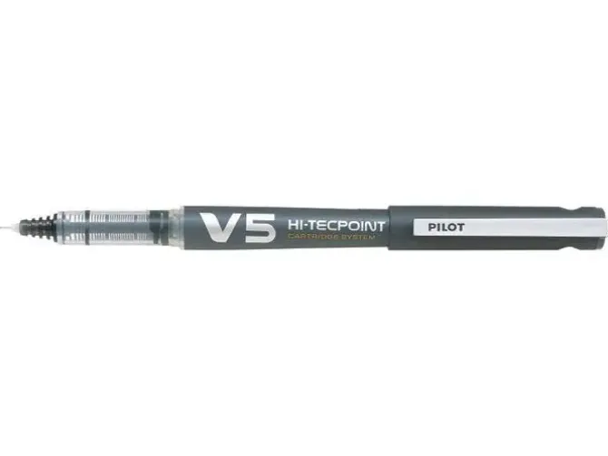 PILOT BOLIGRAFO DE TINTA LIQUIDA V5 HI-TECPOINT RECARGABLE - FABRICADO CON PLASTICO RECICLADO - PUNTA FINA 0.5MM - TRAZO 0.3MM - COLOR NEGRO