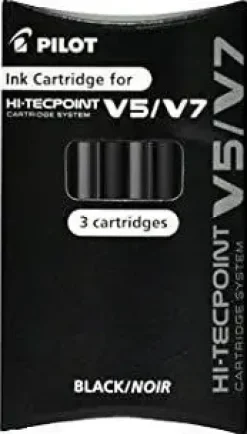 PILOT PACK DE 3 RECAMBIOS PARA V5 RT, GREEN TECPOINT - PUNTA FINA DE AGUJA 0.5MM - TRAZO 0.3MM - COLOR NEGRO