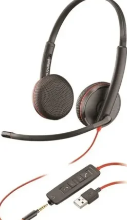 PLANTRONICS/POLY BLACKWIRE C3225 AURICULARES CON MICROFONO USB/JACK 3.5MM - ALMOHADILLAS ACOLCHADAS - CONTROLES EN CABLE - COLOR NEGRO