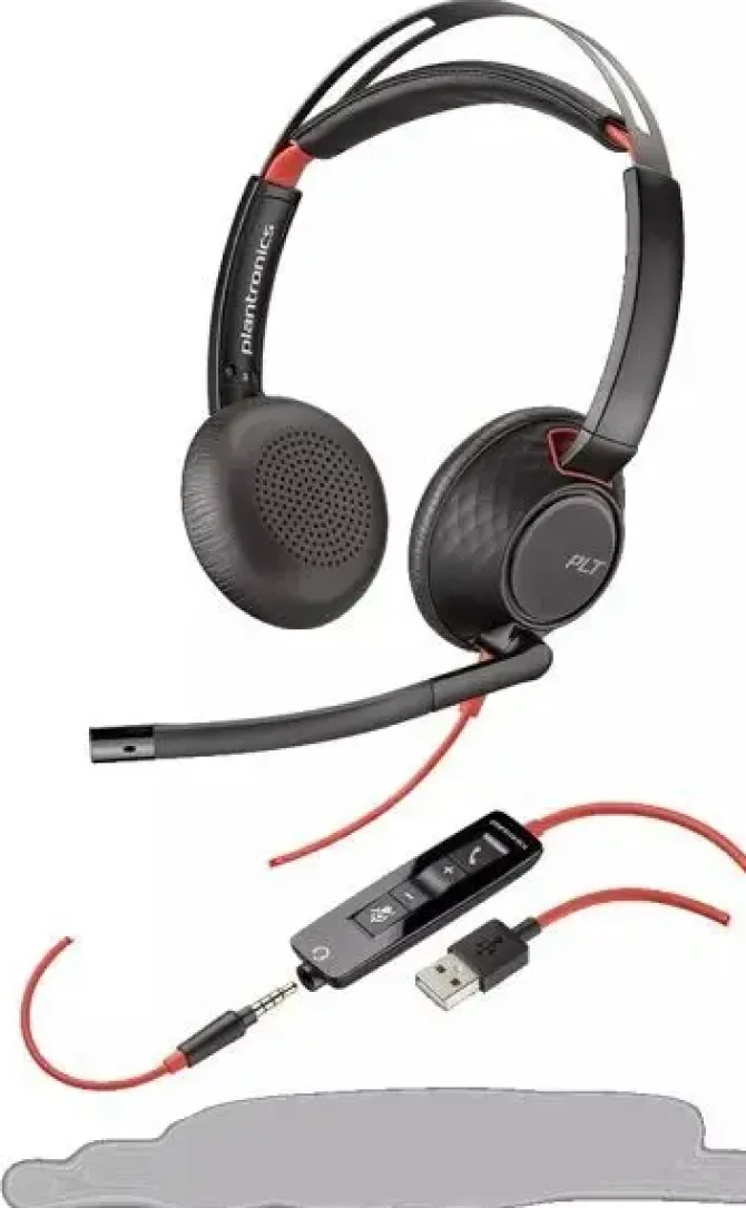 PLANTRONICS/POLY BLACKWIRE C5220 USB-A AURICULARES CON MICROFONO - CANCELACION DE RUIDO - DIADEMA METALICA ACOLCHADA - ALMOHADILLAS DE PIEL SINTETICA - CONTROLES EN CABLE