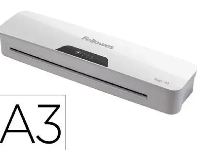 PLASTIFICADORA FELLOWES PIXEL A3 2 RODILLOS SISTEMA ANTIATASCO APAGADO AUTOMATICO HASTA 125 MC