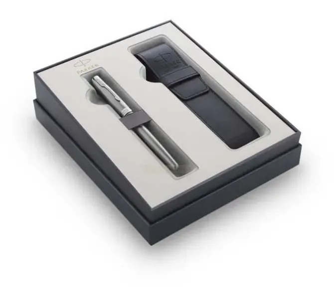 PLUMA+PURERA SONNET ACERO FUNDA PIEL