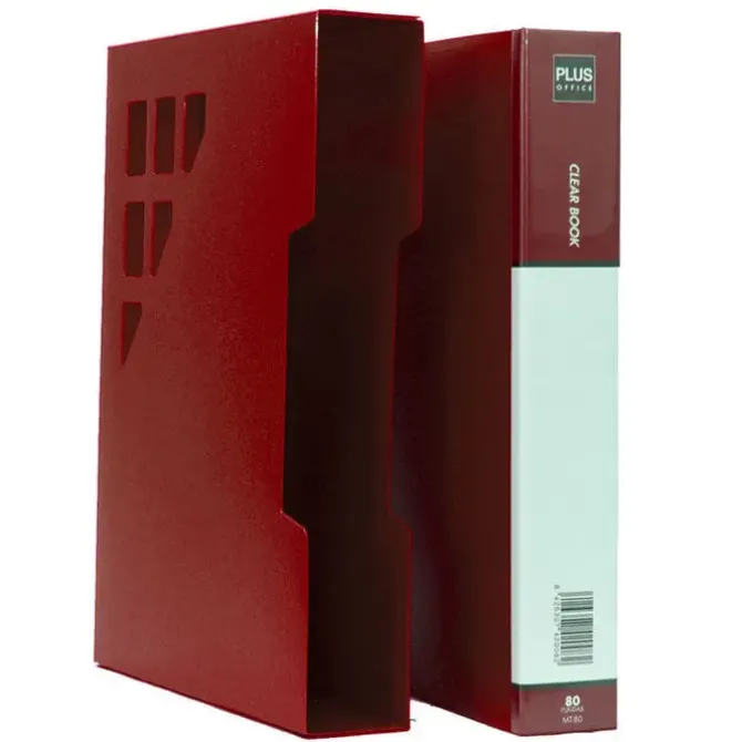 PLUS CARPETA 80 FUNDAS PLUS A4 RIGIDO ROJO GRANATE OPACO MT80 RED MAK180697
