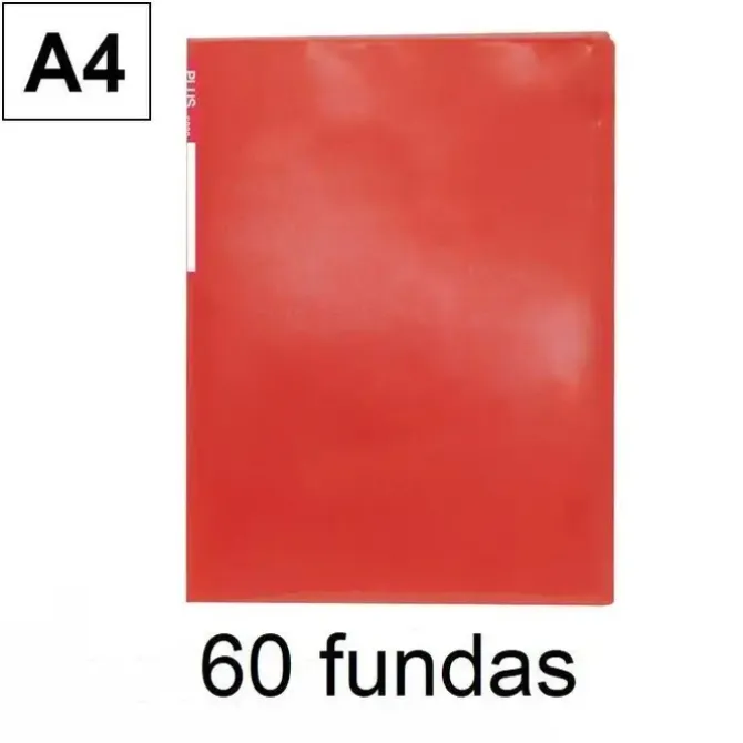 PLUS CARPETA 60 FUNDAS PLUS A4 FELXIBLE TRANSLUCIDO ROJO 181335