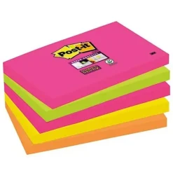 POST-IT PACK 5 BLOC NOTAS REPOSICIONABLES SUPERSTICKY 76X127 MM. NEON SURTIDOS REF. 655S-N