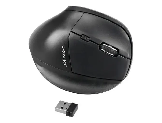 RATON Q-CONNECT OPTICO INALAMBRICO ERGONOMICO VERTICAL DPI 800/1200/1600 BATERIA RECARGABLE NEGRO