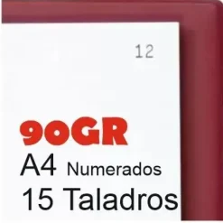 RECAMBIO 100 HOJAS NUMERADAS 15 TALADROS 1-100 PARA ACTAS MOVILES 4 AGUJEROS A4 90GR MIQUELRIUS