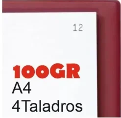 RECAMBIO 100 HOJAS NUMERADAS 1-100 PARA ACTAS MOVILES 4 AGUJEROS A4 100GR
