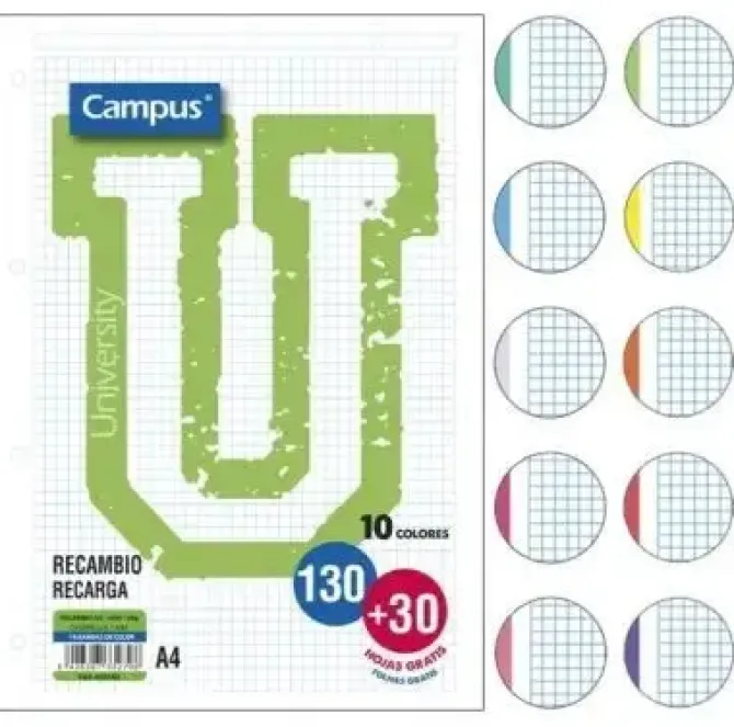 RECAMBIO A4 160H 90G 4T CN5 10COLORE