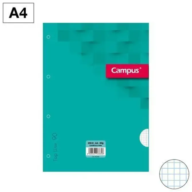 RECAMBIO A4 200H 90G 4TALADROS CUADRO 4MM 002950