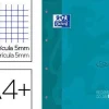 RECAMBIO COLOR 1 OXFORD DIN A4+ 80 HOJAS 90 GR CUADRICULA 5 MM TAPA BLANDA 4 TALADROS AQUA TOUCH