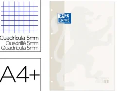 RECAMBIO COLOR 1 OXFORD DIN A4+ 80 HOJAS 90 GR CUADRO 5 MM 4 TALADROS COLOR BLANCO