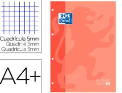 RECAMBIO COLOR 1 OXFORD DIN A4+ 80 HOJAS 90 GR CUADRO 5 MM 4 TALADROS COLOR MELOCOTON