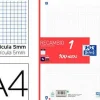 RECAMBIO COLOR OXFORD DIN A4 100 HOJAS 90 GR CUADRO 5 MM 4 TALADROS ROJO