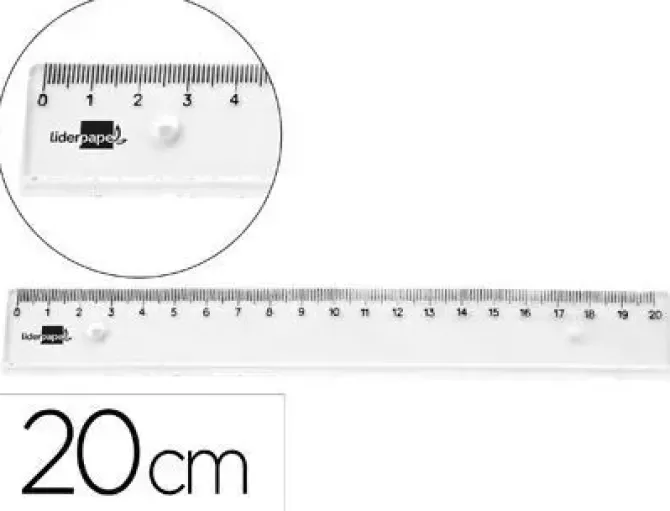 REGLA LIDERPAPEL PLASTICO IRROMPIBLE TRANSPARENTE 20 CM