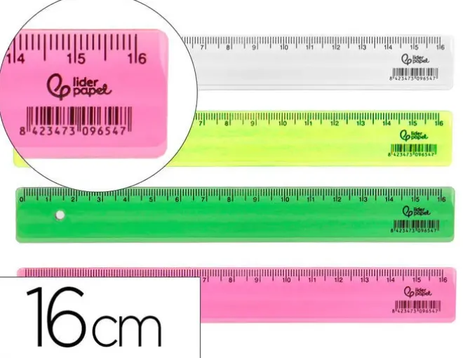 REGLA LIDERPAPEL PLASTICO 16 CM CUBILETE CON 100 UNIDADES COLORES SURTIDOS