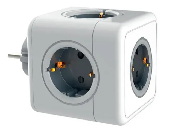 REGLETA Q-CONNECT DE CUBO ENCHUFE MULTIPLE POWER CUBE 5 EN 1 DIRECTO A PARED 5 TOMAS DE CORRIENTE 75X75X112MM