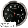 RELOJ Q-CONNECT DE PARED METALICO REDONDO 35,5 CM MOVIMIENTO SILENCIOSO COLOR CROMADO CON ESFERA NEGRA