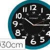 RELOJ Q-CONNECT DE PARED PLASTICO OFICINA REDONDO 30 CM COLOR AZUL Y ESFERA COLOR NEGRO
