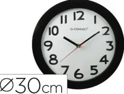 RELOJ Q-CONNECT DE PARED PLASTICO OFICINA REDONDO 30 CM MARCO NEGRO