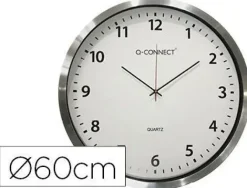 RELOJ Q-CONNECT DE PARED PLASTICO OFICINA REDONDO 60 CM MARCO CROMADO