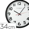 RELOJ Q-CONNECT DE PARED PLASTICO OFICINA REDONDO 34 CM MARCO NEGRO