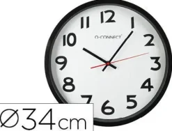 RELOJ Q-CONNECT DE PARED PLASTICO OFICINA REDONDO 34 CM MARCO NEGRO