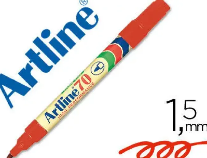 ROTULADOR ARTLINE MARCADOR PERMANENTE EK-70 ROJO -PUNTA REDONDA 1.5 MM -PAPEL METAL Y CRISTAL