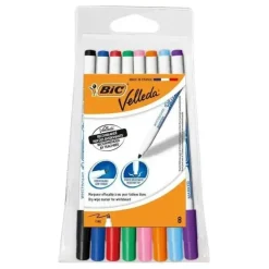 ROTULADORES 8 U. BIC VELLEDA FINO PARA PIZARRA NEGRO ROJO AZUL VERE ROSA NARANJA MORADO AZUL CLARO