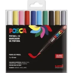 ROTUL.UNI-POSCA PINCEL( PCF-350) ESTUCHE DE 10 SURTIDOS
