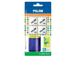 SACAPUNTAS MILAN COLLECTION PLASTICO 2 USOS + 4 GOMAS 430