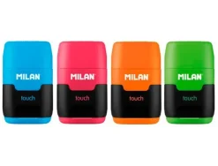 SACAPUNTAS MILAN COMPACT TOUCH DUO PLASTICO 2 USOS CON GOMA