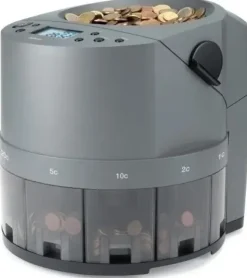 SAFESCAN 1450 EUR CONTADORA Y CLASIFICADORA AUTOMATICA DE MONEDAS - CUENTA Y CLASIFICA 500 MONEDAS POR MINUTO - FUNCION DE IMPRESION - CAPACIDAD DE LA TOLVA DE HASTA 1.000 MONEDAS