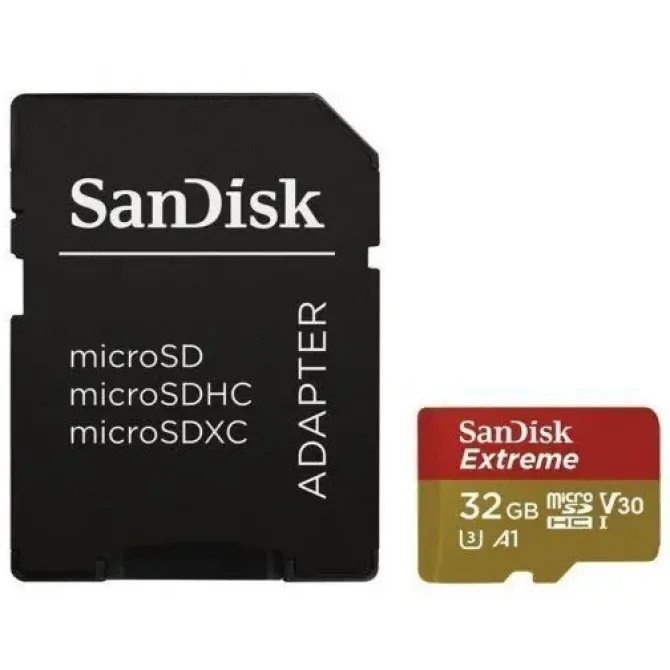 SANDISK EXTREME TARJETA MICRO SDHC 32GB UHS-I U3 A1 CLASE 10 90MB/S + ADAPTADOR SD