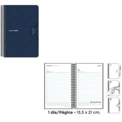 SENFORT AGENDA ANUAL (2025) SEOUL ESPIRAL TAPA PP CON GOMA 135X210 D/P AZUL