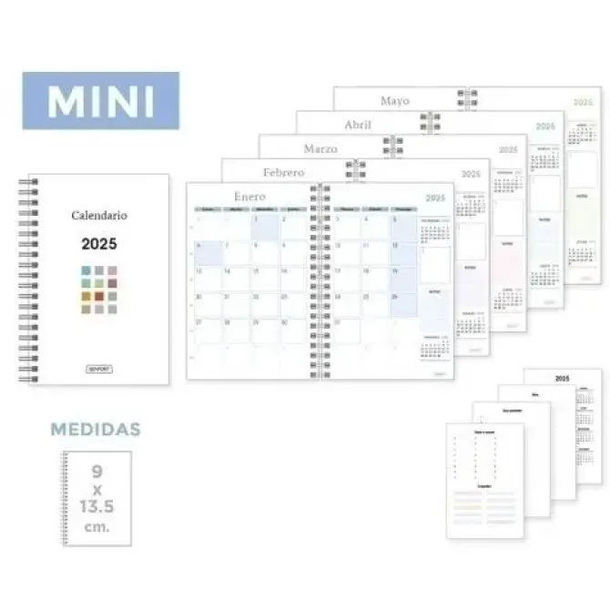 SENFORT CALENDARIO (2025) ESPIRAL MINI MENSUAL 90X140