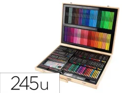 SET DE PINTURA LIDERPAPEL MADERA 245 PIEZAS MALETIN 49X36,6X4,5 CM