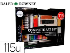 SET DE PINTURAS DALER ROWNEY 115 PIEZAS CON CABALLETE DE ALUMINIO PLEGABLE 457X73X584 MM