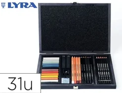 SET DIBUJO LYRA ESTUCHE DE MADERA CON 31 PIEZAS SURTIDAS