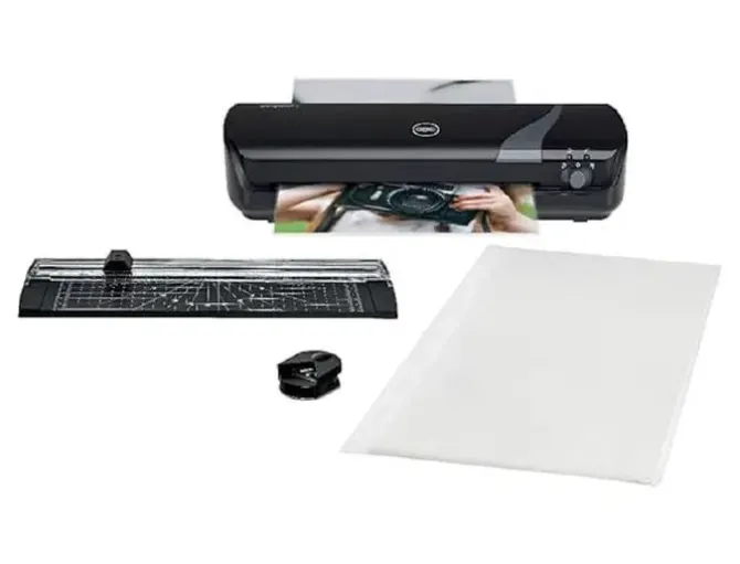 SET PLASTIFICADORA + CIZALLA RODILLO + REDONDEADOR DE ESQUINAS GBC INSPIRE+ DIN A4 CRAFT NEGRO