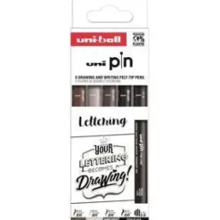 SET ROTULADOR CALIBRADO UNIBALL PIN PINCEL 5 COLOR