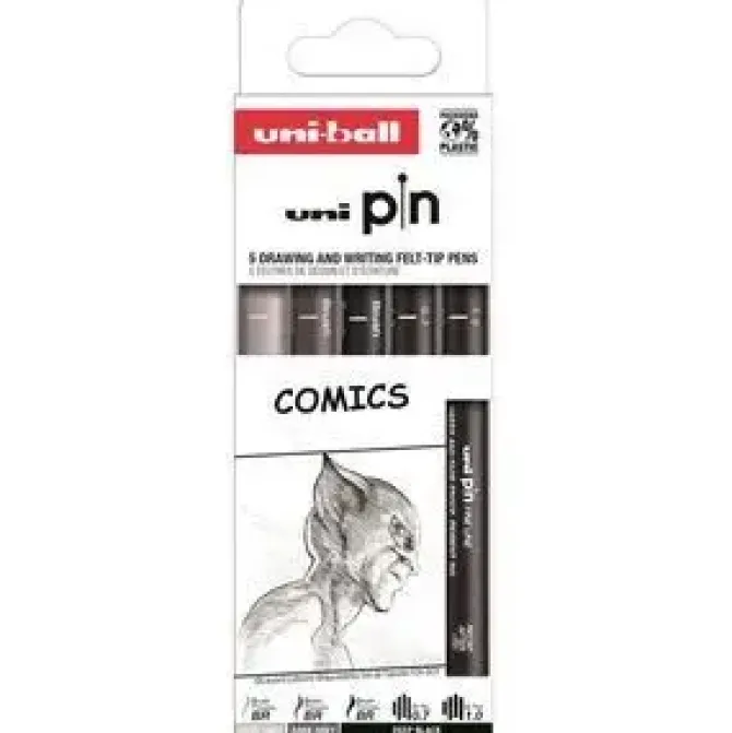 SET ROTULADOR CALIBRADO UNIBALL PIN 5 UDS COMICS