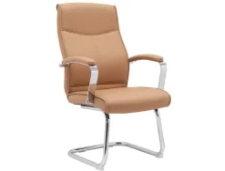 SILLA Q-CONNECT ESCRITORIO MOD ENA SIMIL PIEL BASE METALICA ALT MAX 1050 ANC 630 PROF 650 COLOR CREMA