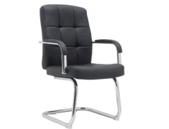 SILLA Q-CONNECT ESCRITORIO PIA VE SIMIL PIEL BASE METALICA ALT MAX 1050 ANC 610 PROF 680 COLOR NEGRO