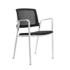 SILLA ROCADA CONFIDENTE BRAZOS FIJOS ESTRUCTURA METALICA BLANCA ASIENTO TELA IGNIFUGA RESPALDO DE MALLA