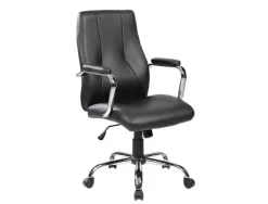 SILLA ROCADA DIRECCION SIMIL PIEL CON BRAZOS BASE METALICA CROMADA DIAMETRO 700MM RESPALDO 730MMX500MM