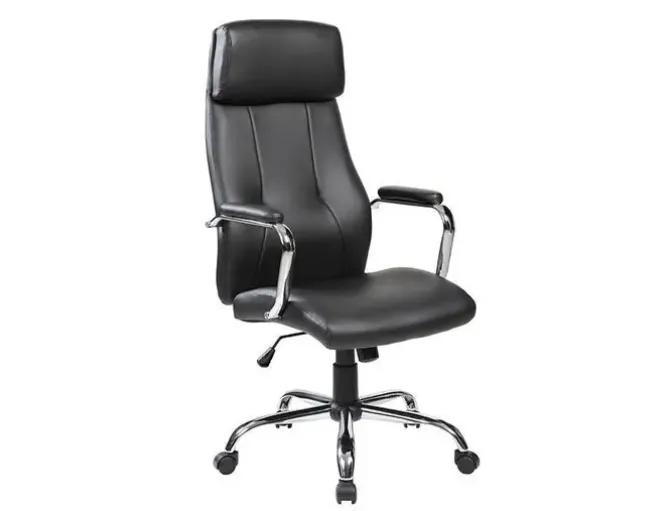 SILLA ROCADA DIRECCION SIMIL PIEL CON BRAZOS METALICOS SISTEMA BASCULANTE 1180X530 MM