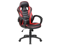 SILLA ROCADA GAMING CON BRAZOS FIJOS BASE NYLON CON RUEDAS BASCULANTE SIMILPIEL NEGRO/ROJO 480X490X1060-1160